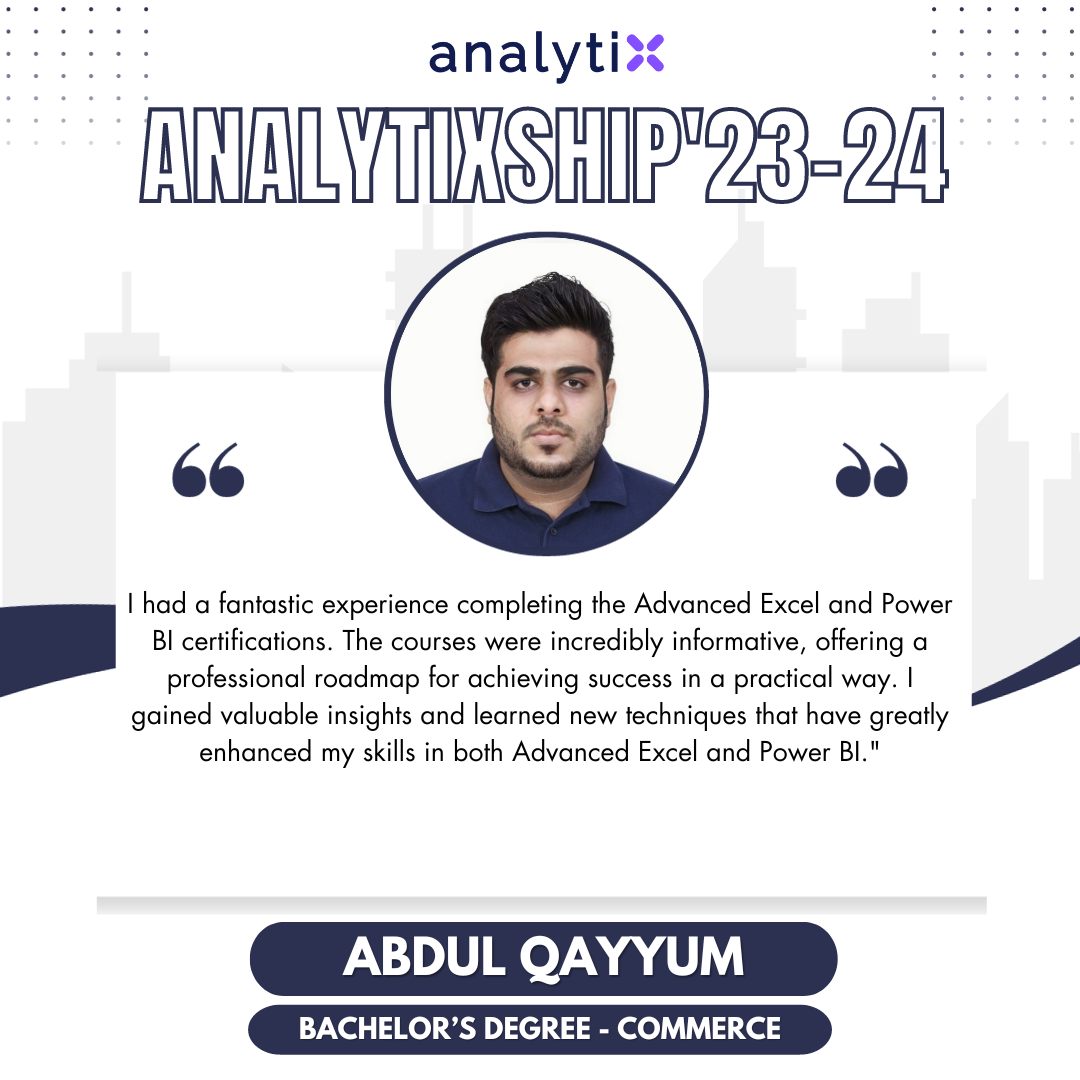 Abdul Qayyum – Advance Excel and Power BI