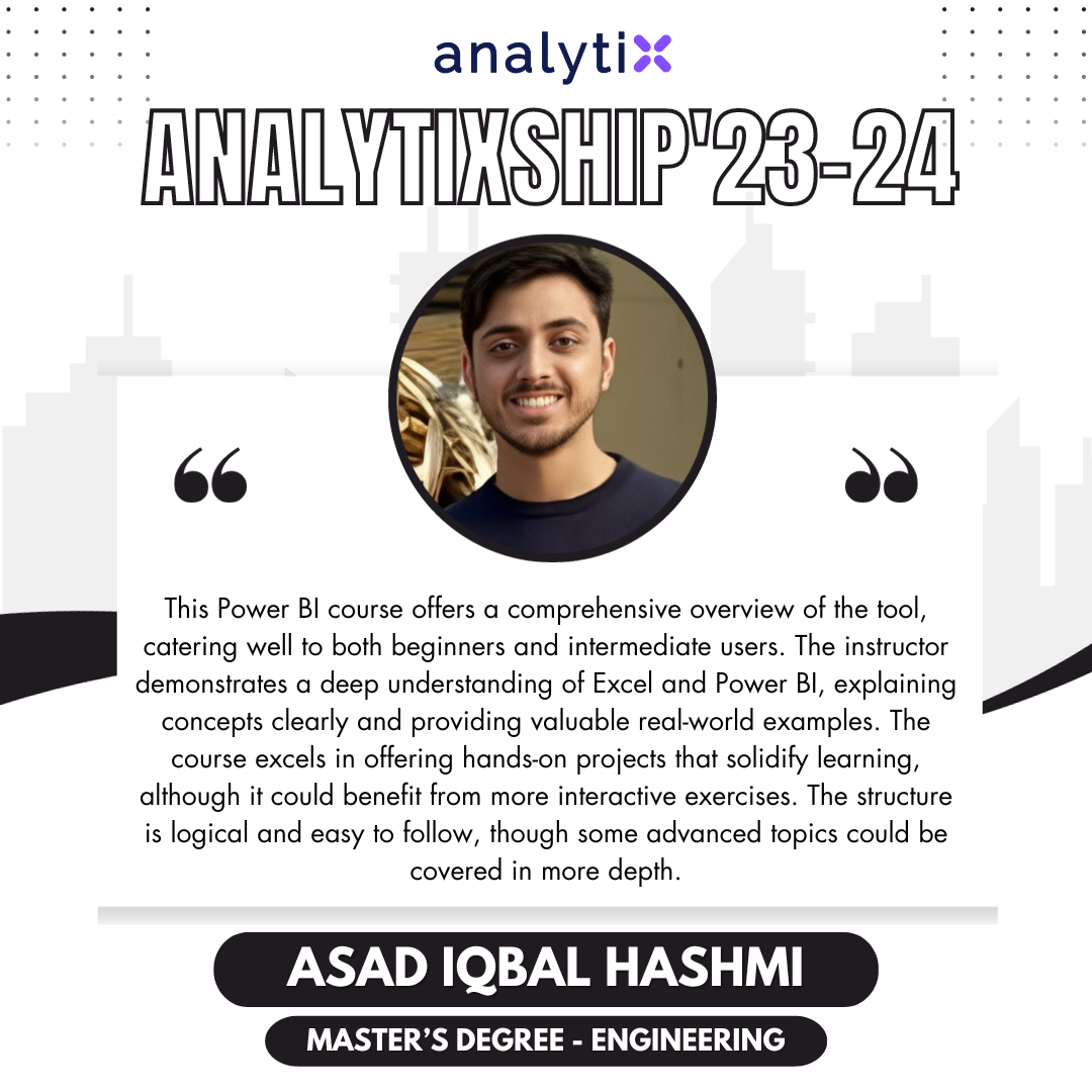 Asad Iqbal Hashmi – Advance Excel and Power BI